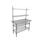 1.3m Stainless Steel Commercial Kitchen Worktop Bench Counter with 4x Wire Shelf