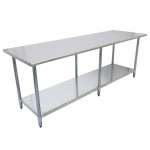 2.4m Stainless Steel Commercial Kitchen Worktop Bench Counter with Lower Shelf