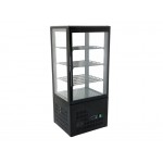 78L Commercial Countertop Display Fridge - 4 Side Glass Upright Chiller - Black