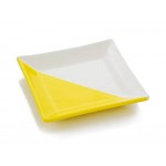 Square Plate 14cm Porcelain Yellow
