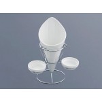 White Porcelain French Fries Holder & SS Stand