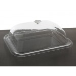 Small Serving Tray with Domed Food Cover Lid - Polycarbonate 46x36cm
