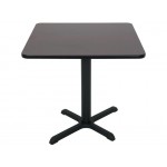 80cm Square Café Table - Double Sided Black / Mahogany Top - Cast Iron Base