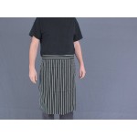 Chef's Kitchen Waist Apron White Stripe - BLACK